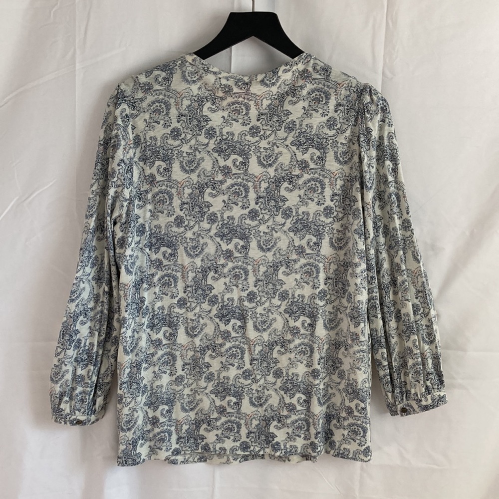 Lucky Brand Long Sleeve Printed Boho Peasant Blouse Size L - Picture 3 of 13